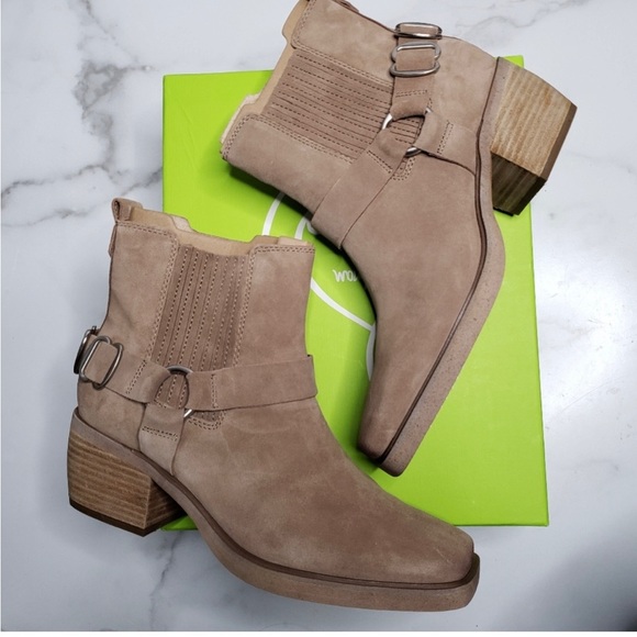 NIB Sam Edelman Bellamie Deep Taupe Suede harness ankle boot western style sz 9 - Picture 5 of 8